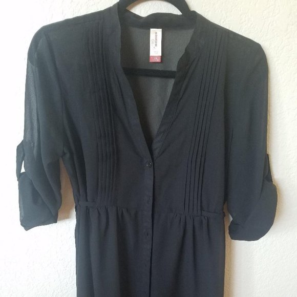 No Boundaries Tops - Pretty Black Sheer Top with back tie